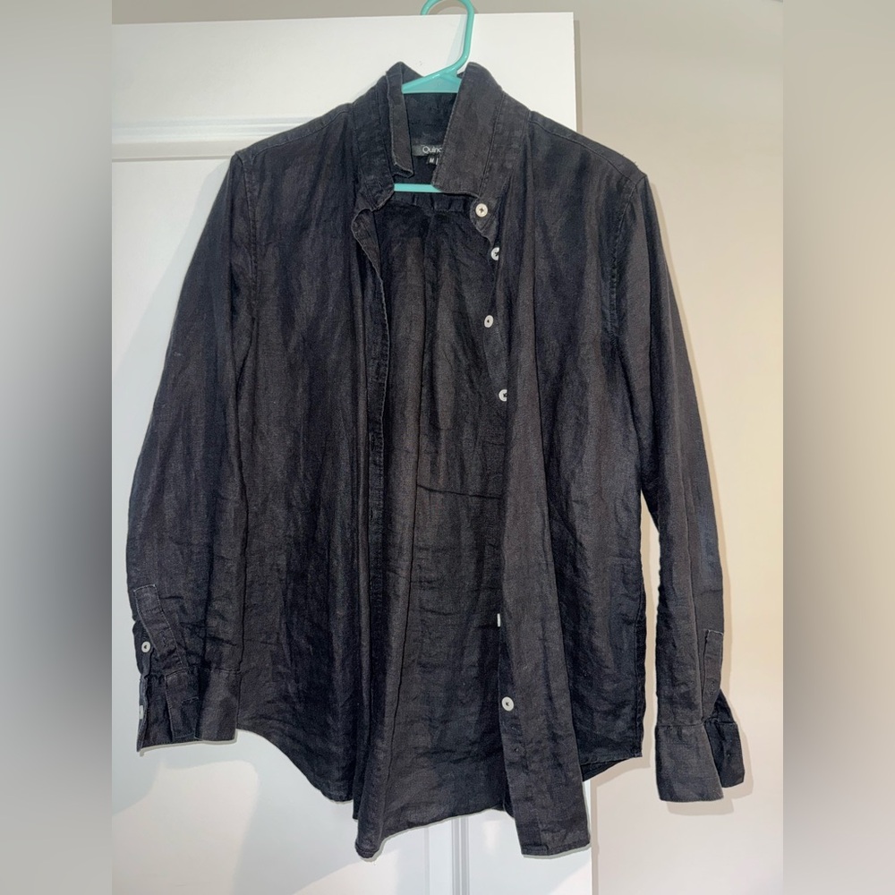 Quince black linen shirt size medium